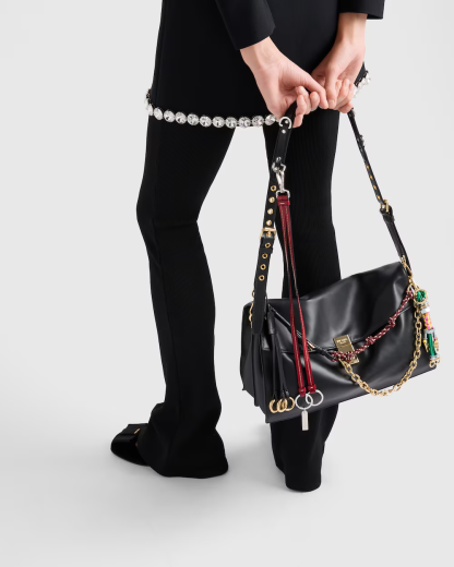 Prada Soft Sound large leather shoulder bag with charms